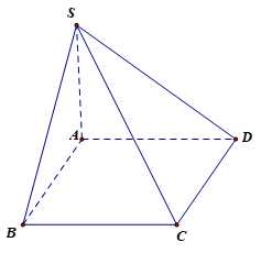 Cho hình chóp S.ABCD có đáy ABCD là hình chữ nhật với AB = a, AC = 5a. Đường thẳng SA vuông góc với mặt đáy, (ảnh 1)
