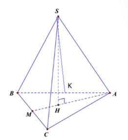 Hình chóp tam giác đều S.ABC có cạnh bên bằng cạnh đáy, K là trung điểm của AB. Khẳng định nào sau đây sai? (ảnh 1)