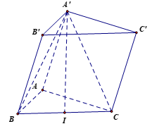 Tính thể tích V của khối lăng trụ ABC.A'B'C' có đáy ABC là tam giác vuông tại A, AB = AC = a. Biết rằng A'A = A'B = A'C = a. (ảnh 1)