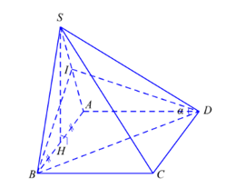 Cho hình chóp S.ABCD có đáy ABCD là hình vuông. Mặt bên SAB là tam giác đều có đường cao SH vuông góc với (ABCD). (ảnh 1)