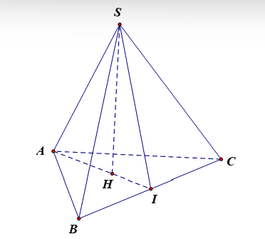 Cho hình chóp đều S.ABC có cạnh đáy bằng a, góc giữa mặt bên và mặt đáy bằng 60. Tính độ dài đường cao SH của khối chóp (ảnh 1)