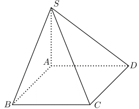 Cho hình chóp S.ABCD có đáy ABCD là hình vuông cạnh 2a, SA vuông góc với đáy (ảnh 1)