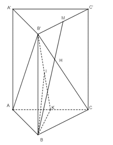 Cho khối lăng trụ đứng ABC.A’B’C’ có đáy ABC là tam giác vuông tại B, AB = 3a và BC = 4a. Gọi M là trung điểm của B’C’ (ảnh 2)