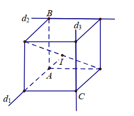 Trong không gian Oxyz, cho ba đường thẳng d1: (x-1)/2 = (y-1)/1=(z-1)/-2; d2: (x-3)/1 = (y+1)/2=(z-2)/2, d3: (x-4)/2=(y-4)/-2=(z-1)/1    .  (ảnh 1)