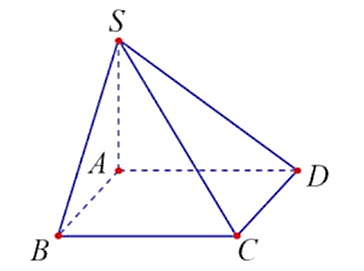 Cho hình chóp S.ABCD có đáy ABCD là hình vuông cạnh bằng 2a , SA vuông góc với mặt phẳng (ABCD) và SA = a  (ảnh 1)