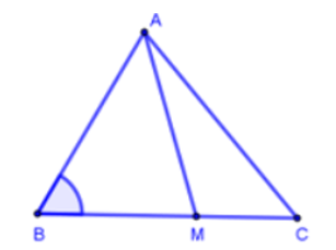 Cho tam giác ABC có BA = 8, AC = 9. BC = 10. Một điểm M nằm trên BC sao cho BM = 7. Tính AM. (ảnh 1)