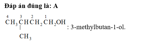 Isoamyl alcohol có công thức cấu tạo là (CH­­3)2CHCH2CH2OH. Tên thay (ảnh 1)