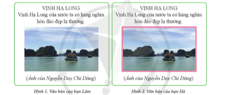Hai bạn Lâm và Hà đã tạo tệp văn bản có ảnh minh họa như ở Hình 1 và Hình (ảnh 1)