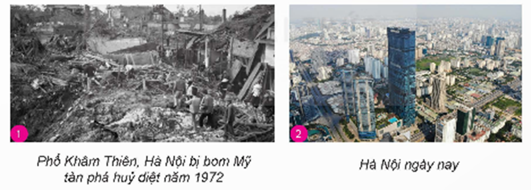Từ thông tin và các hình ảnh trên, em hãy cho biết cuộc chiến tranh xâm lược của đế quốc Mỹ đã gây ra hậu quả gì với Thủ đô Hà Nội?  (ảnh 1)