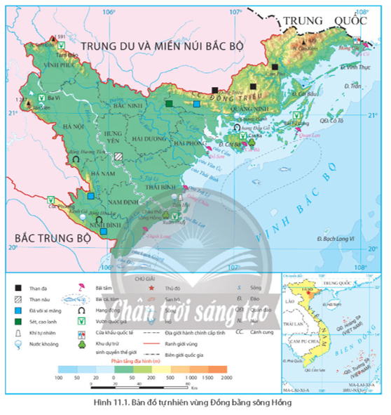 Dựa vào hình 11.1 và thông tin trong bài, hãy trình bày đặc điểm vị trí địa lí và phạm vi lãnh thổ của vùng Đồng bằng sông Hồng. (ảnh 1)