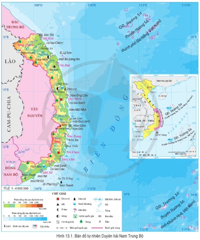 Dựa vào thông tin và hình 13.1, hãy: - Trình bày đặc điểm vị trí địa lí của Duyên hải Nam Trung Bộ. (ảnh 1)