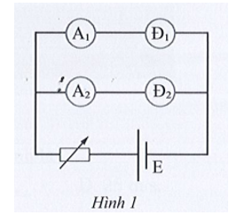 Một học sinh đo cường độ dòng điện đi qua các đèn Đ1 và Đ2 (hình 1) được các giá trị lần lượt là (ảnh 1)