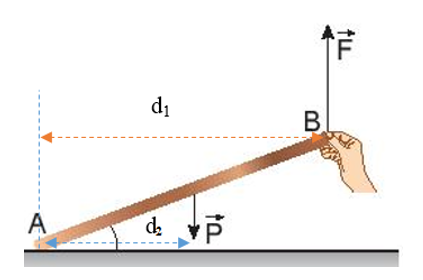 Một người dùng tay tác dụng lực F nâng vật là một thanh rắn đồng chất dài 1m như hình dưới đây. (ảnh 2)