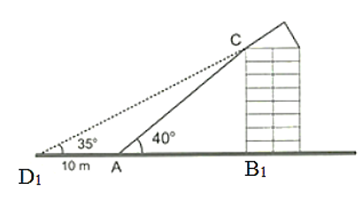 Để đo chiều cao của một tòa nhà, bác Nam lấy hai điểm A và D trên mặt đất có khoảng cách (ảnh 1)
