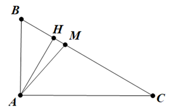 Cho tam giác ABC vuông tại A, đường cao AH. Biết rằng AB = 3cm, góc A = 30 độ.  a) Tính góc B, ac ,ah.  b) Trên cạnh BC lấy điểm M sao cho MC = 2MB,  (ảnh 1)