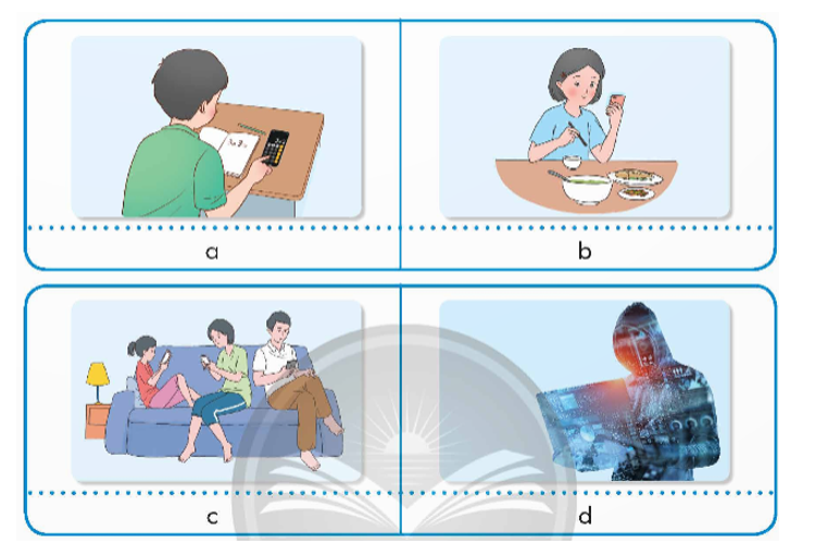 Em hãy xếp các hình minh họa vào ô phù hợp với mô tả trong bảng theo mẫu gợi ý dưới đây. (ảnh 1)