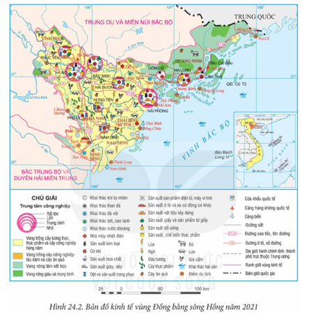 Dựa vào thông tin mục 1 và hình 24.2, hãy phân tích vấn đề phát triển công nghiệp ở Đồng bằng sông Hồng (ảnh 1)