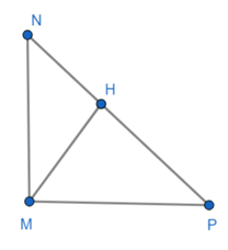 Cho tam giác MNP vuông tại M, đường cao MH, có MN = 6cm, NP = 10cm. Tính MP, MH, NH. (ảnh 1)