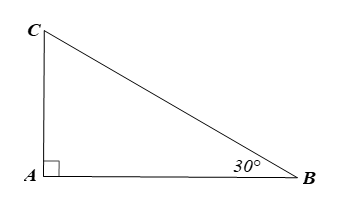 Cho tam giác ABC vuông tại A có góc B= 30 độ. Chứng minh AC = 1/2 BC (ảnh 1)
