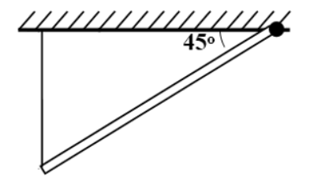 Một thanh gỗ dài 1,8 m nặng 30 kg, một đầu được gắn vào trần nhà nhờ một bản lề, đầu còn lại được buộc vào một sợi dây (ảnh 1)