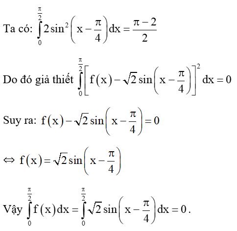 Cho hàm số y = f(x) xác định trên [0; pi/2] thỏa mãn (ảnh 1)