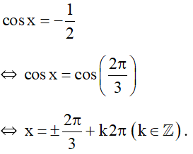 Nghiệm của phương trình cos x =-1/2  là? (ảnh 1)