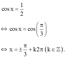 Nghiệm của phương trình cos x =1/2  là? (ảnh 1)