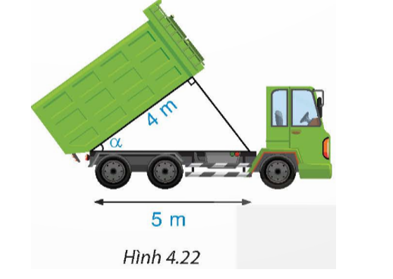 Tính góc nghiêng α của thùng xe chở rác trong Hình 4.22. (ảnh 1)