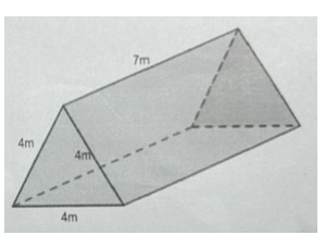 a) Tính diện tích vải bạt cần sử dụng để làm hai mái và trải đáy của lều, biết kích thước lều như trên hình vẽ (ảnh 1)