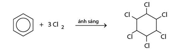 Khi được chiếu sáng, benzene có thể phản ứng với Cl2 tạo thành sản phẩm nào? (ảnh 1)