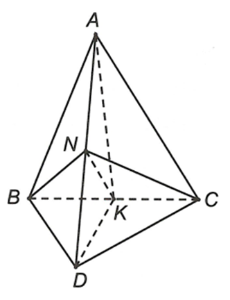 Cho tứ diện ABCD, gọi N và K lần lượt là trung điểm của AD và BC. NK là giao tuyến của mặt phẳng (BCA) với mặt phẳng nào? (ảnh 1)
