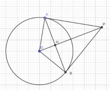 Trên tiếp tuyến của đường tròn (O,R) tại a lấy 1 điểm P sao cho  . a) Tính các caạnh và các góc (ảnh 1)