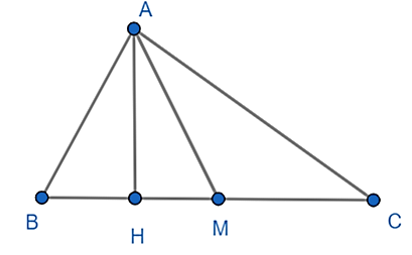 Cho tam giác ABC vuông tại A, đường cao AH. Gọi M là trung điểm BC. (ảnh 1)