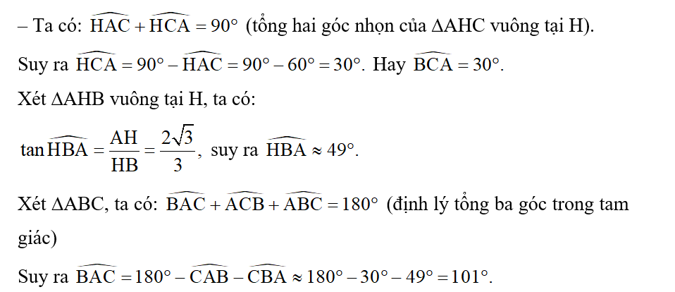 Cho tam giác ABC có chân đường cao AH nằm giữa B và C. (ảnh 2)
