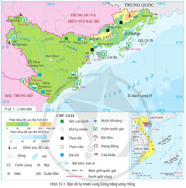 Dựa vào thông tin và hình 10.1, hãy phân tích thế mạnh để phát triển kinh tế biển đảo của vùng Đồng bằng sông Hồng. (ảnh 1)