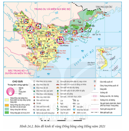 Dựa vào thông tin mục 2 và hình 24.2, hãy phân tích vấn đề phát triển dịch vụ ở vùng Đồng bằng sông Hồng. (ảnh 1)