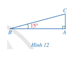 Tính độ cao AC trong Hình 12 khi BC = 20 m (làm tròn kết quả đến hàng phần mười của mét). (ảnh 1)
