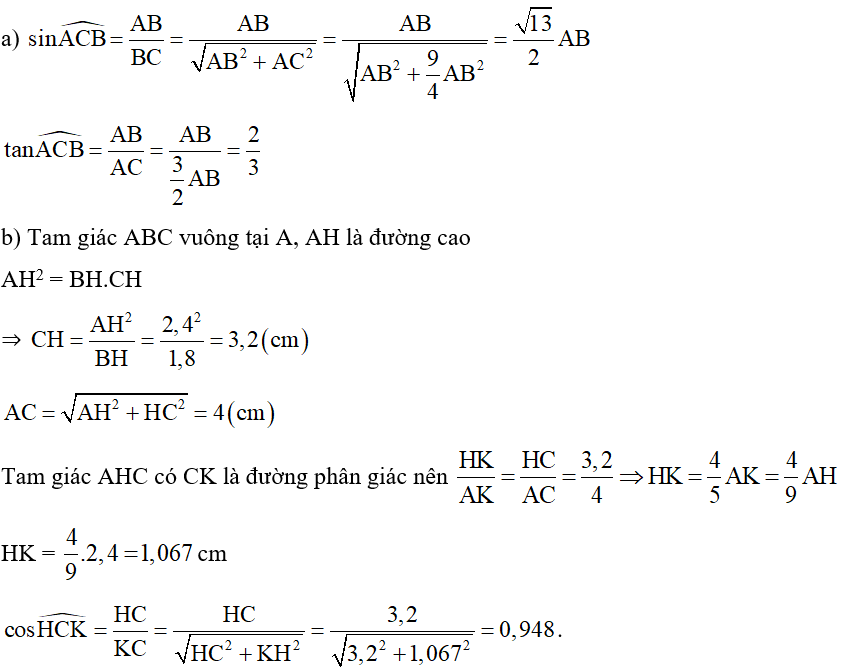 Cho tam giác ABC vuông tại A, đường cao AH (ảnh 2)
