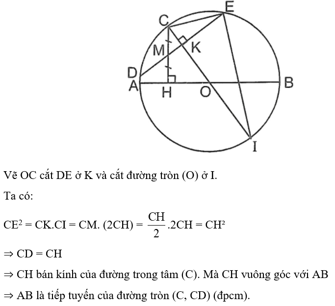 Cho nửa đường tròn tâm O có đường kính AB, C là một điểm thuộc nửa đường tròn, H là hình chiếu của C trên AB (ảnh 1)