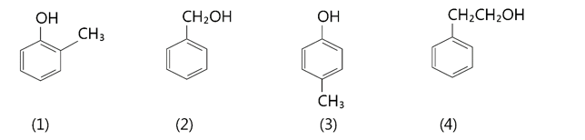 Trong các hợp chất sau:  Phát biểu nào sau đây không đúng?  A. (1), (3) là alcohol thơm. (ảnh 1)