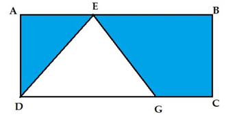 Tính diện tích của phần được tô màu dưới đây biết: độ dài cạnh AB = 12 cm, BC = 4 cm và DG = 9 cm.   (ảnh 1)