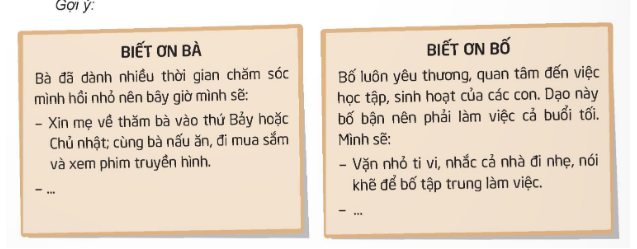 Viết những việc em dự định làm để thể hiện lòng biết ơn người thân trong gia đình. (ảnh 1)