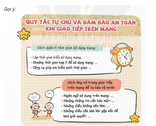 Thiết kế bản “ Quy tắc tự chủ và đảm bảo an toàn khi giao tiếp trên mạng” - Thiết kế bản Quy tắc tự chủ và  (ảnh 1)