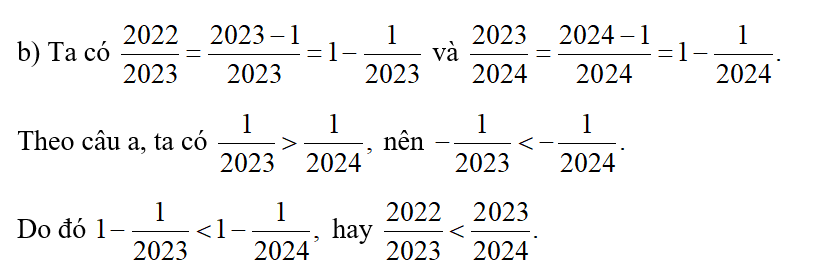 b) Áp dụng kết quả trên, hãy so sánh:  2022/ 2023 và  2023/ 2024 (ảnh 1)