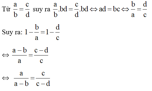 Cho a/b = c/d  với a, b, c, d khác 0. Chứng minh (ảnh 1)