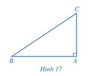 Cho tam giác ABC vuông tại A (Hình 17).   a) Biểu diễn tanB, cotC theo AB, AC. (ảnh 1)
