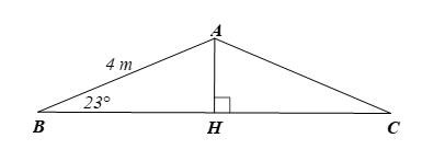 Mặt cắt đứng của khung thép có dạng tam giác cân ABC với   AB = 4 m (Hình 33).  (ảnh 2)