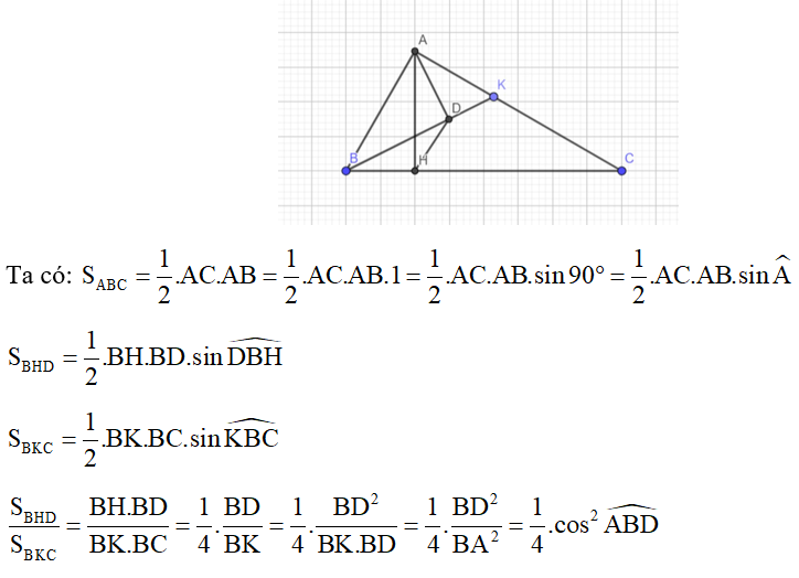 Cho tam giác ABC vuông tại A, đường cao AH. Trên AC lấy điểm K ( K khác A và C) (ảnh 1)