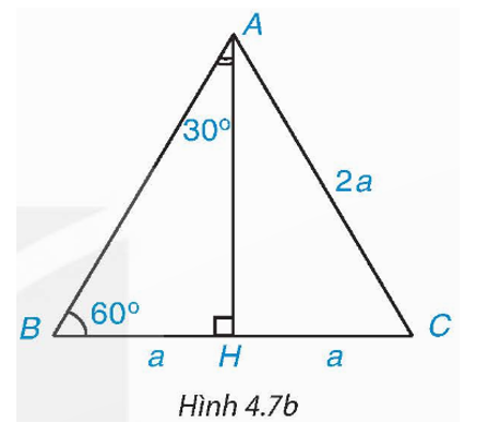 Xét tam giác đều ABC có cạnh bằng 2a.   a) Tính đường cao AH của tam giác ABC (H.4.7b). (ảnh 1)