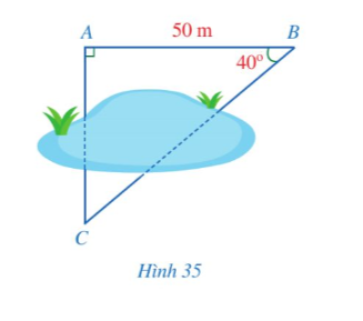 Hình 35 mô tả ba vị trí A, B, C là ba đỉnh của một tam giác vuông (ảnh 1)